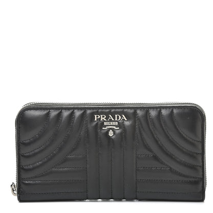 Prada Soft Calfskin Diagramme Zip Around Wallet Black 1 of 11