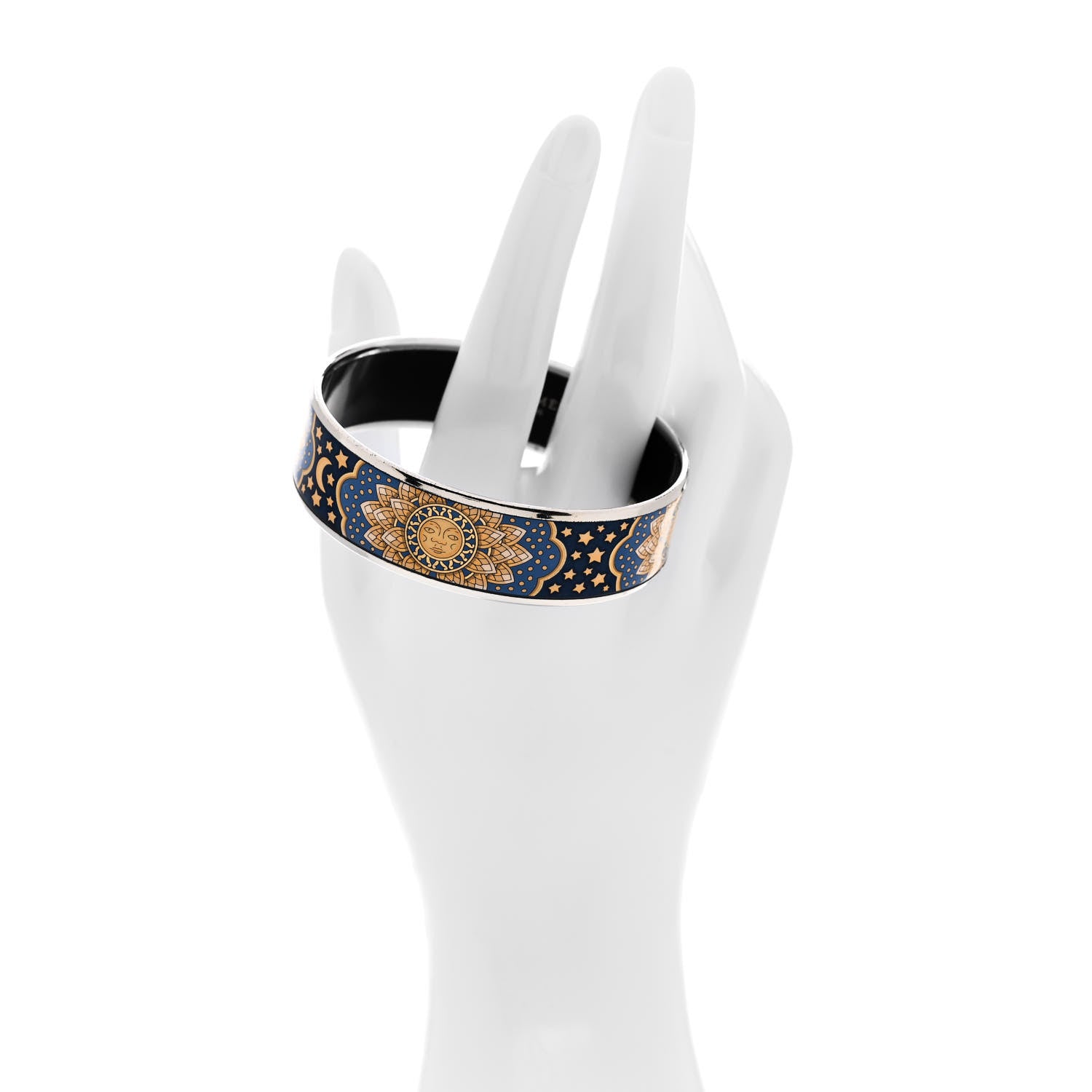 Hermes Enamel Printed Wide Sun Moon Stars Bracelet 70 2 of 6