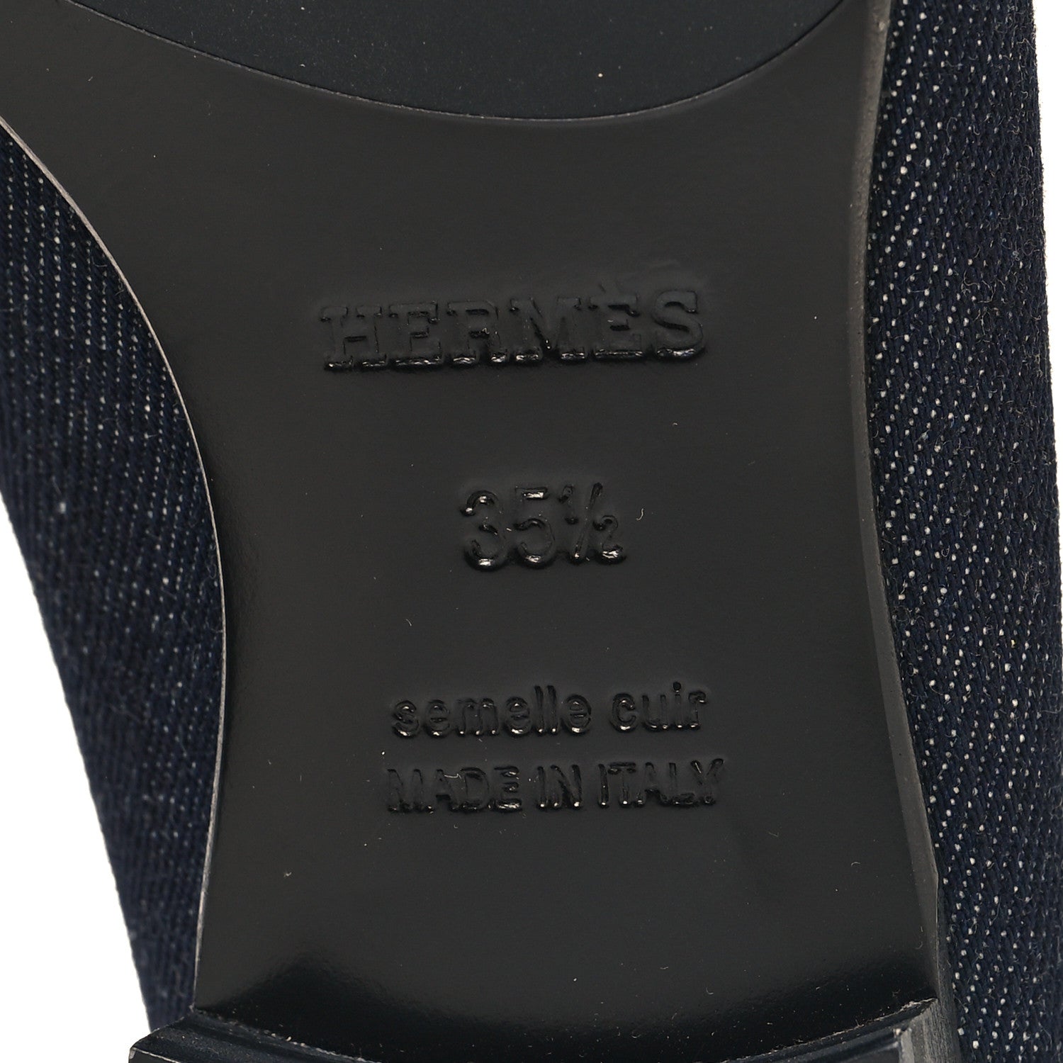 Hermes Denim Womens Royal Loafers 35.5 Bleu Brut Marine 7 of 9