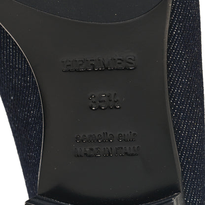 Hermes Denim Womens Royal Loafers 35.5 Bleu Brut Marine 7 of 9