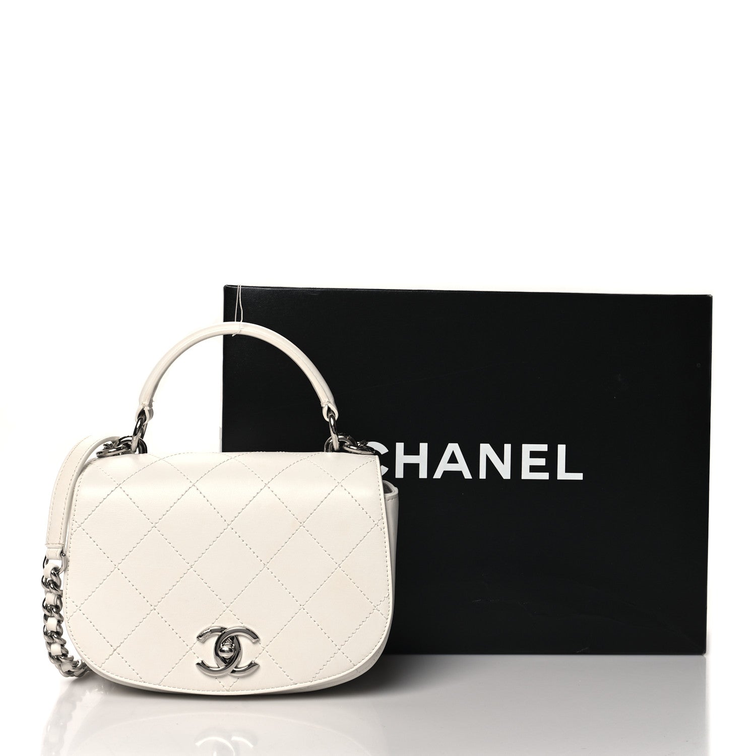 Chanel Calfskin Stitched Small Ring My Bag Flap Crossbody White 13 of 13
