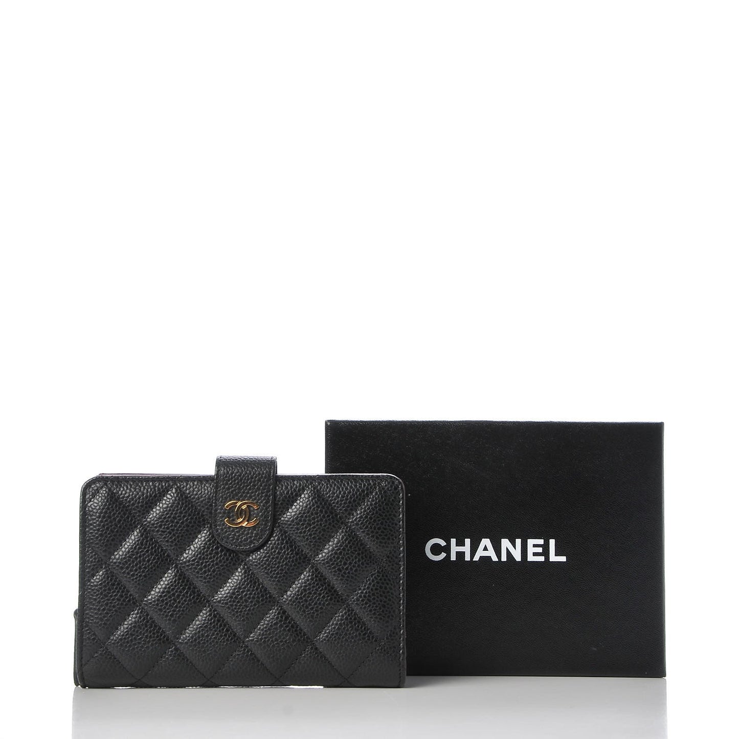 Caviar Quilted Zipped Pocket Wallet Black
