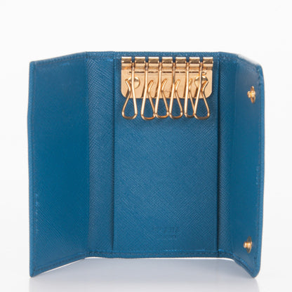 Prada Saffiano Metal 6 Key Holder Cobalto 5 of 7