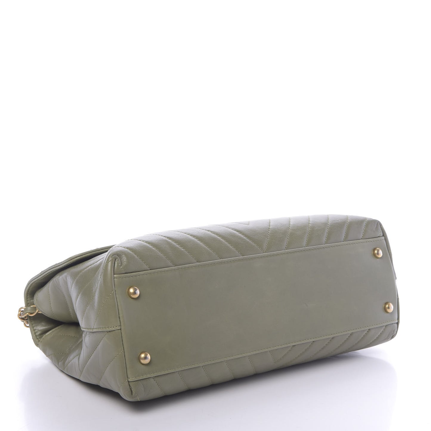 Calfskin Lizard Chevron Quilted Medium Coco Handle Flap Green