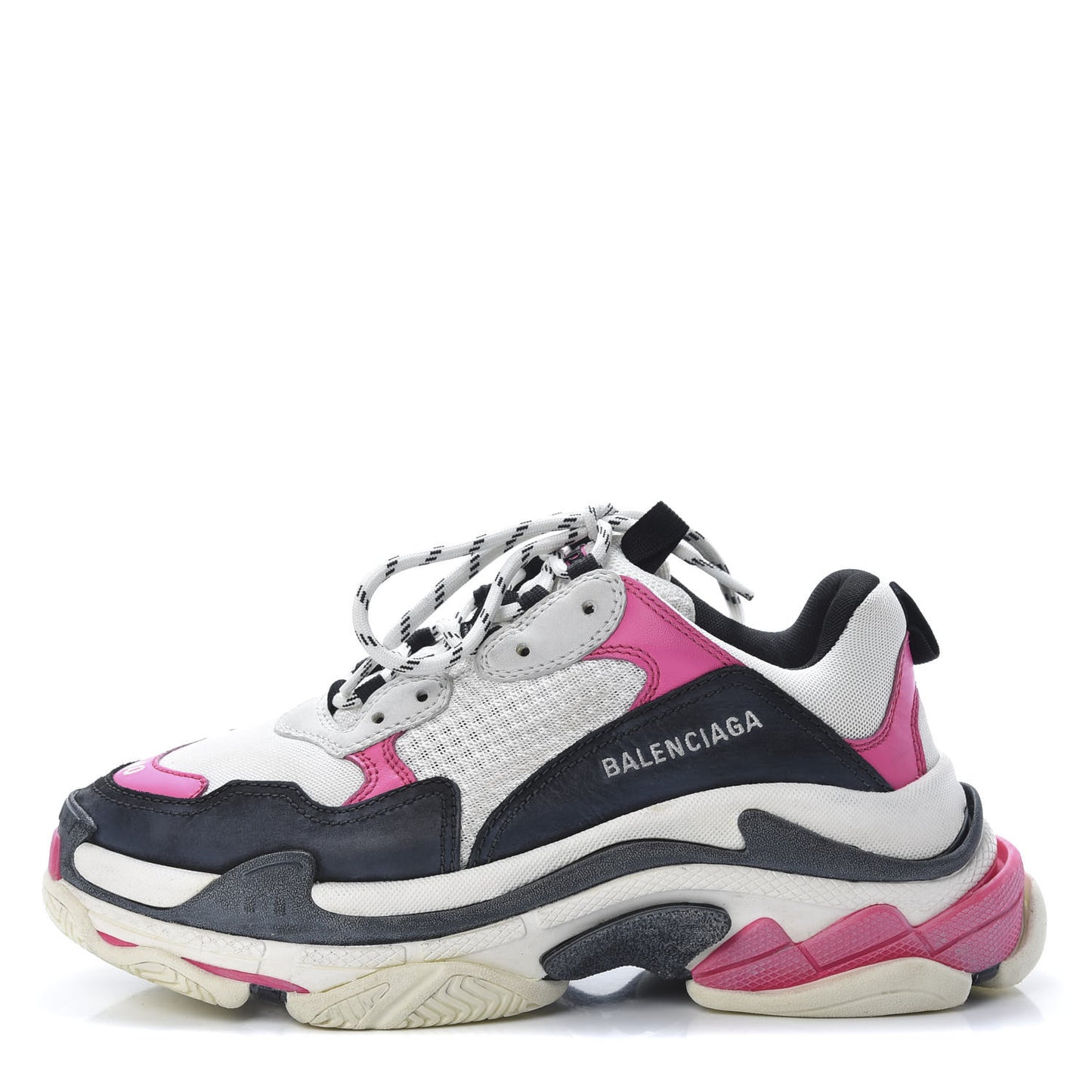 Fabric Mesh Womens Triple S Sneakers 40 Rose Fluo Black White