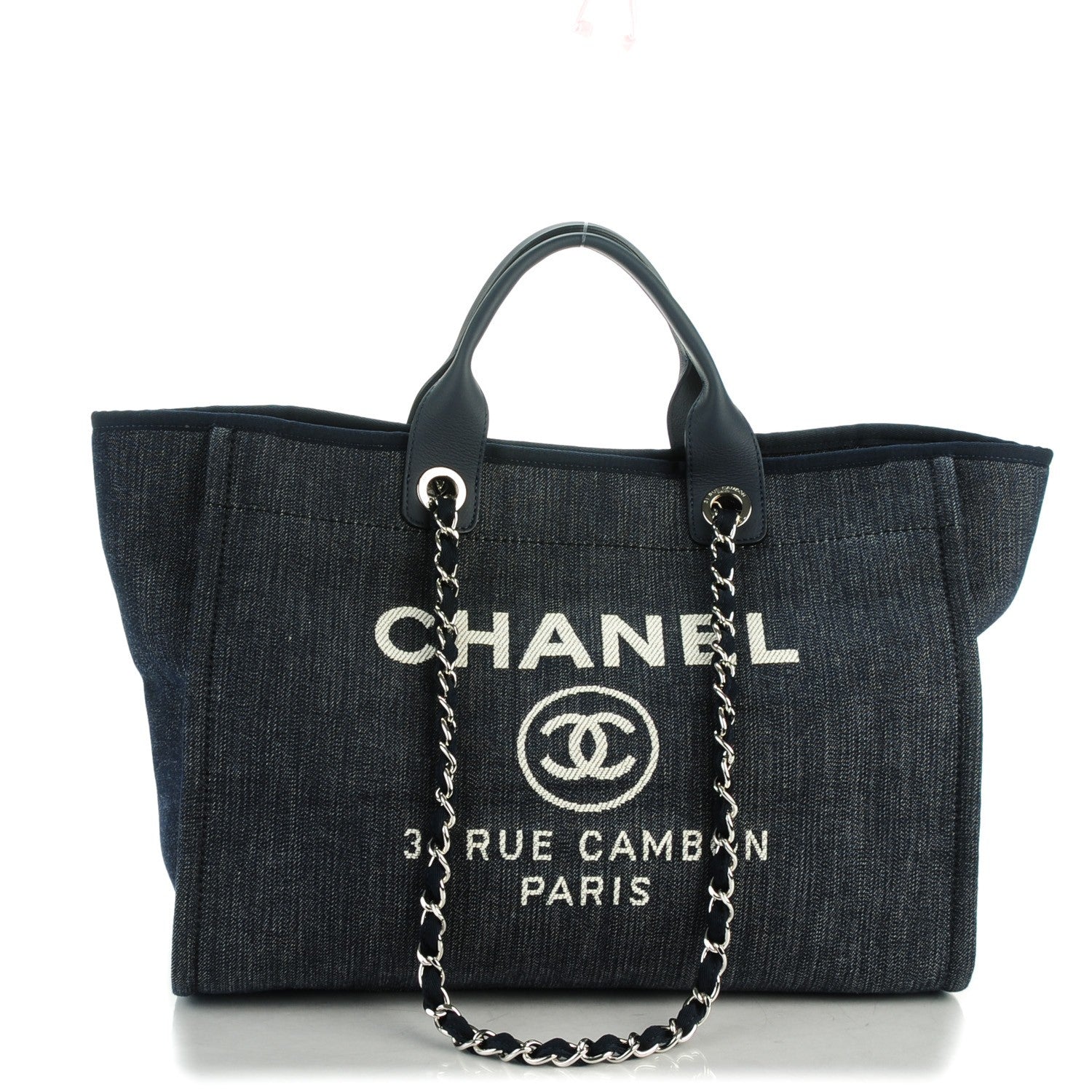 Chanel Canvas Large Deauville Tote Dark Blue 1 of 7
