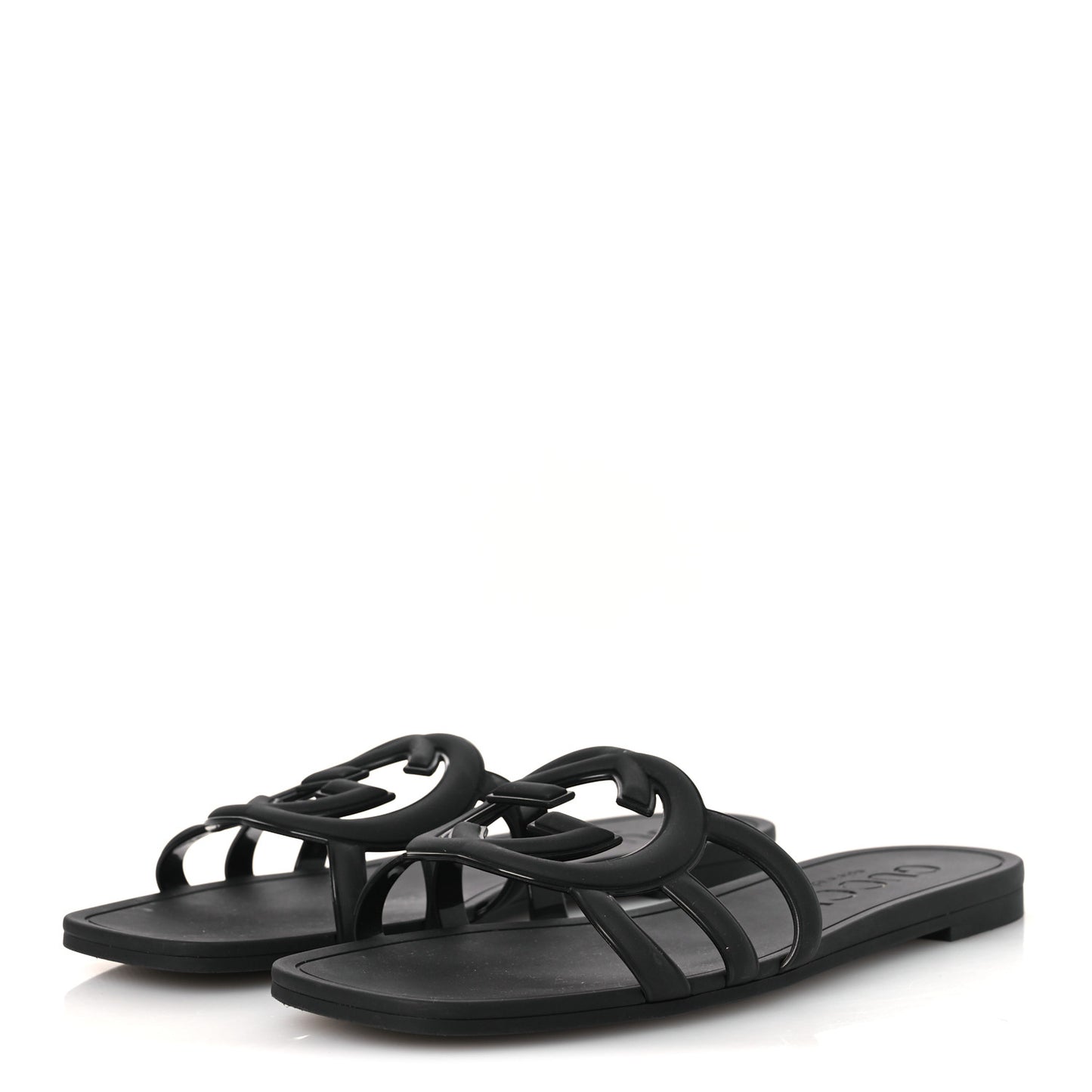 Rubber Interlocking G Womens Slide Sandals 38 Black