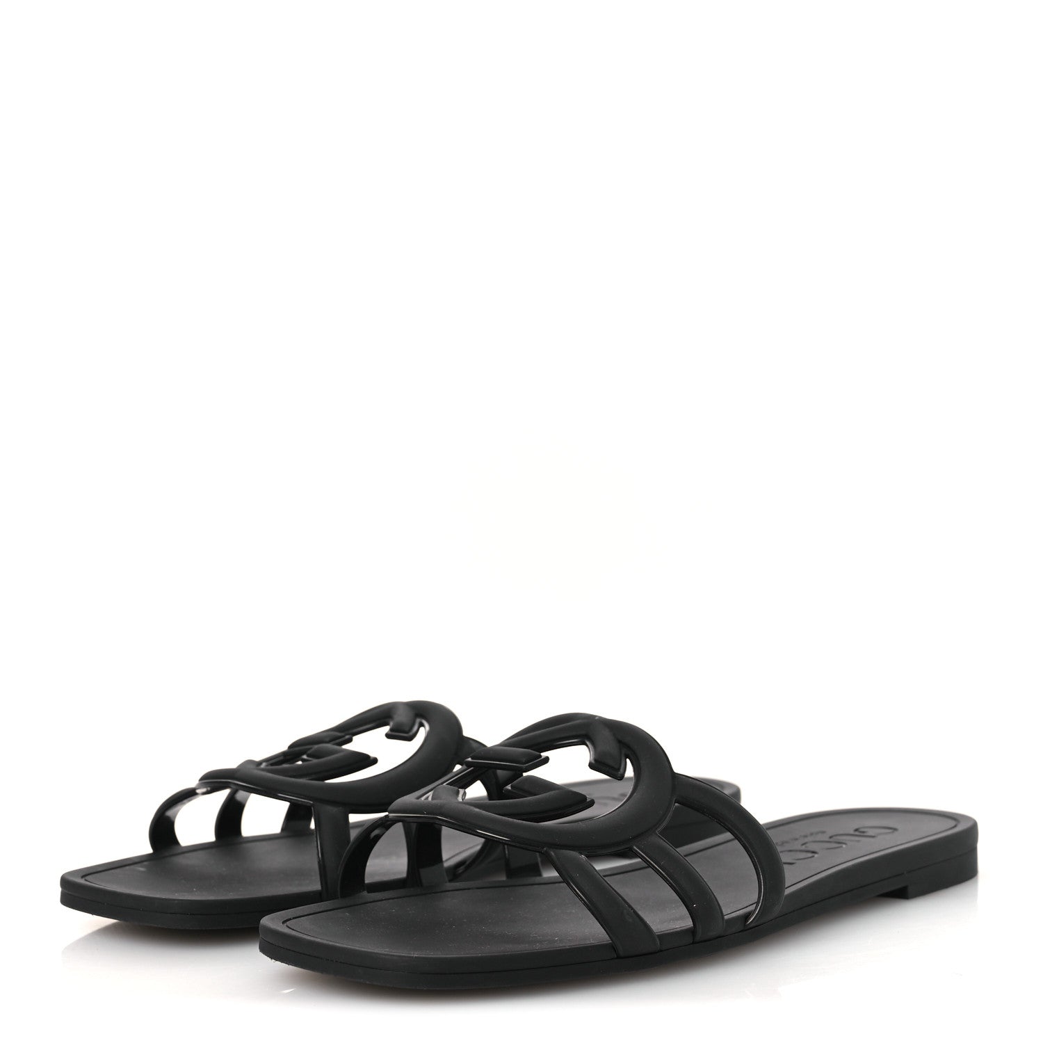 Gucci Rubber Interlocking G Womens Slide Sandals 38 Black 4 of 11