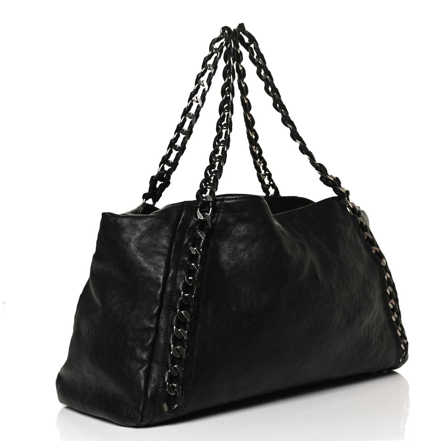Calfskin East West Modern Chain Tote Black