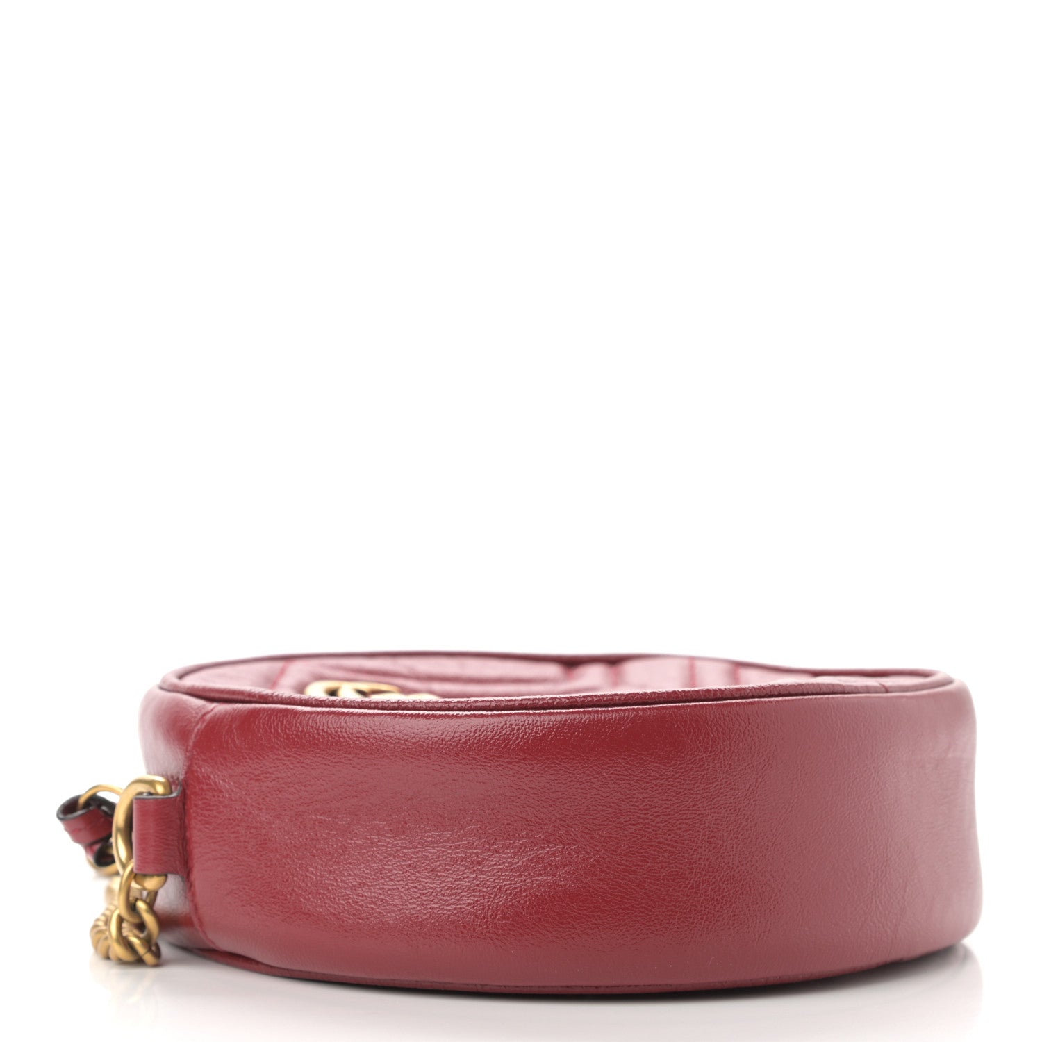 Gucci Glazed Calfskin Matelasse Heart Mini GG Marmont Round Shoulder Bag Romantic Cerise 4 of 10