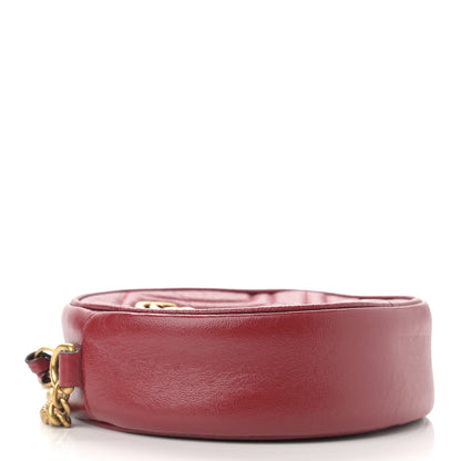 Gucci Glazed Calfskin Matelasse Heart Mini GG Marmont Round Shoulder Bag Romantic Cerise 4 of 10