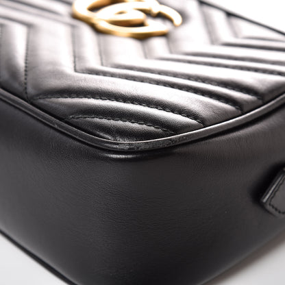Gucci Calfskin Matelasse Small GG Marmont Chain Shoulder Bag Black 10 of 12