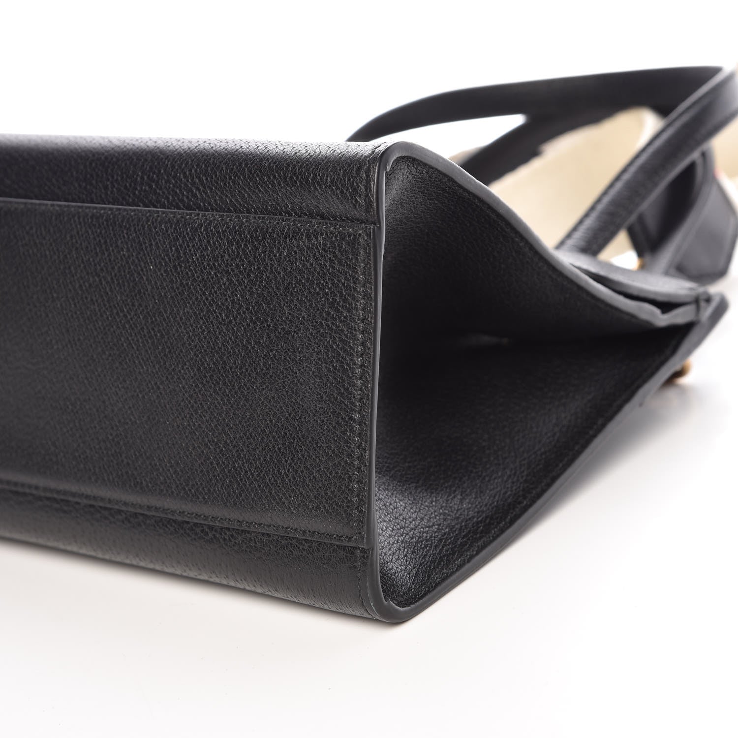 Gucci Grained Calfskin Web Crystal Butterfly Stripe Medium Totem Top Handle Bag Black 6 of 10