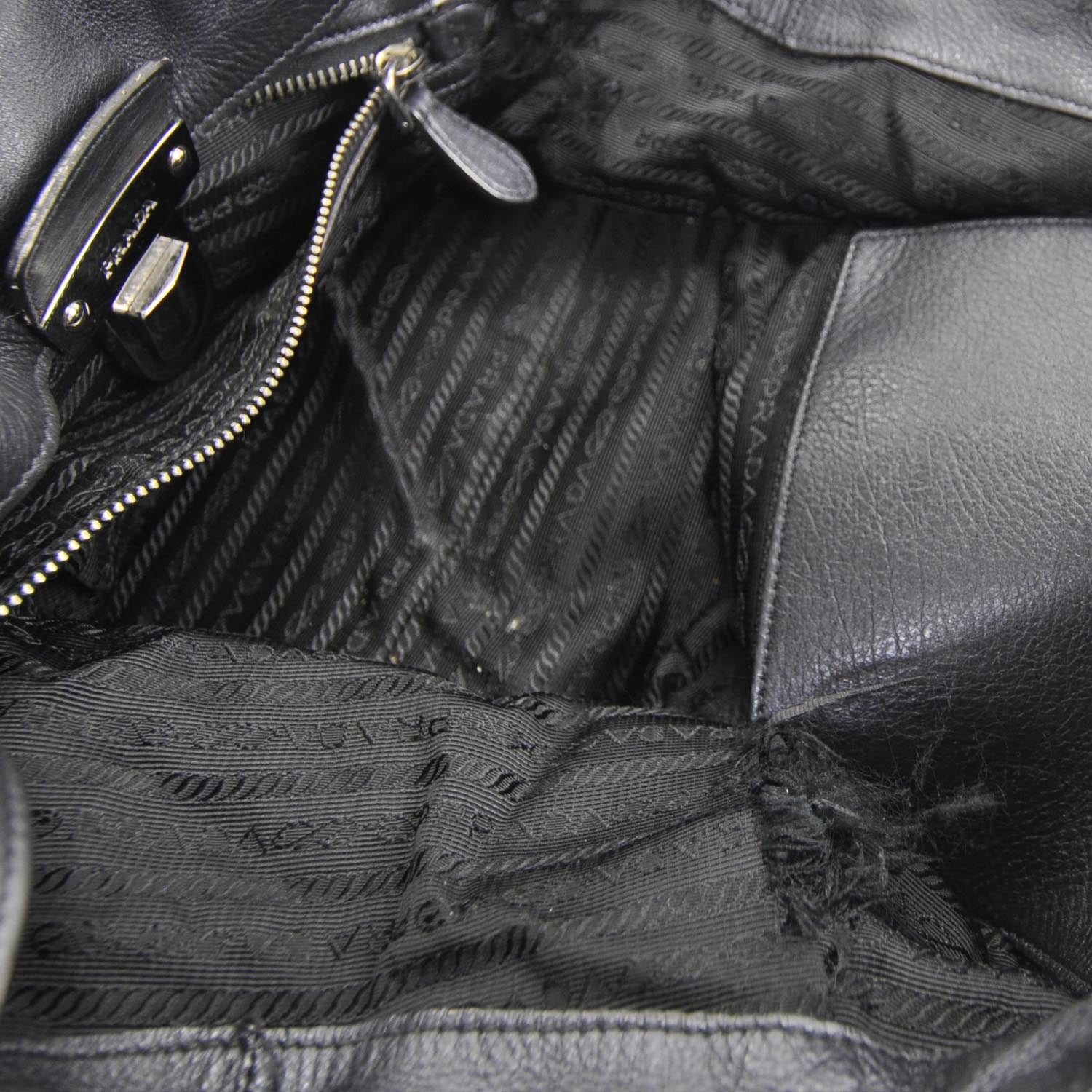 Prada Leather Easy Foldover Pushlock Satchel Black 6 of 10