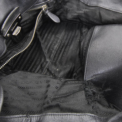 Prada Leather Easy Foldover Pushlock Satchel Black 6 of 10
