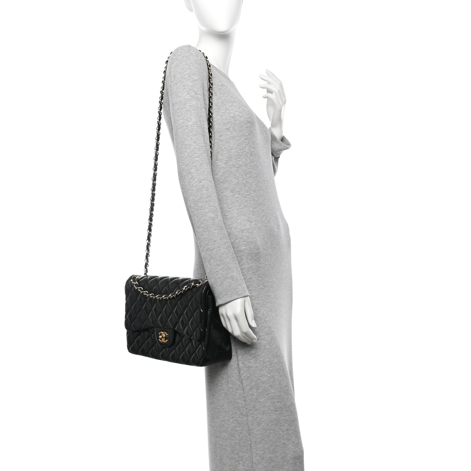 Chanel Lambskin Quilted Jumbo Double Flap Black 2 of 11