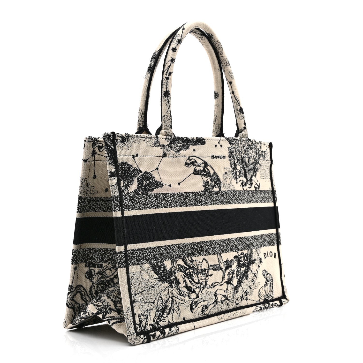 Christian Dior Canvas Zodiac Toile De Jouy Embroidered Medium Book Tote Latte 3 of 10