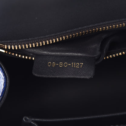 Christian Dior Metallic Patent Micro-Cannage Medium Diorama Flap Bag Blue 8 of 13