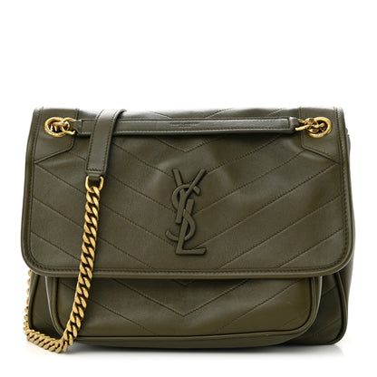 Saint Laurent Lambskin Matelasse Monogram Medium Niki Chain Satchel Seawood 1 of 13