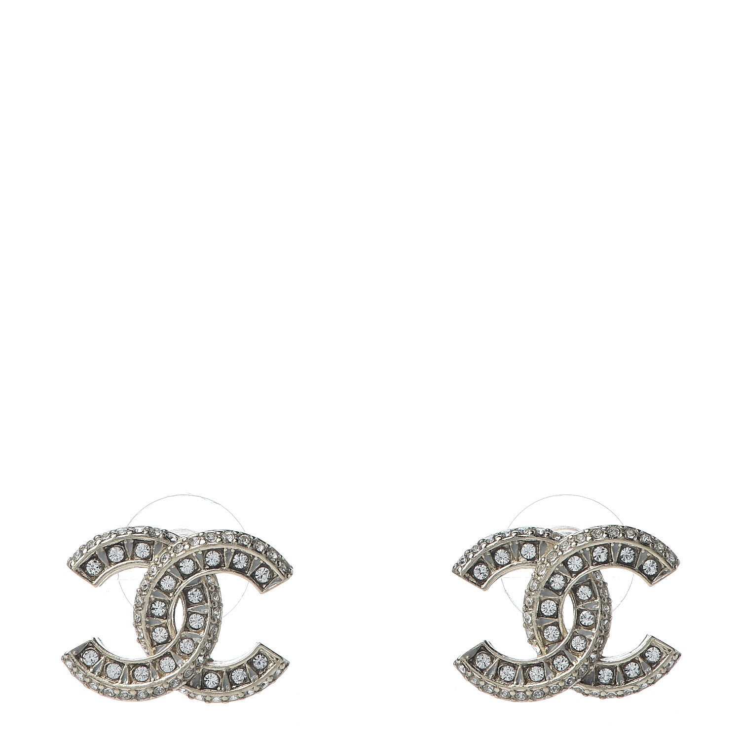 Chanel Crystal Timeless CC Earrings Light Gold 1 of 5