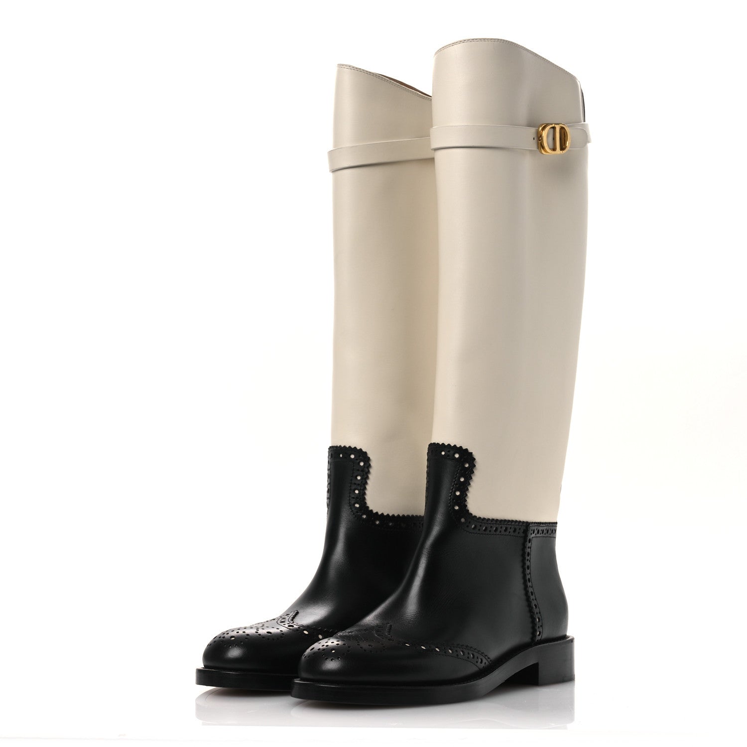 Christian Dior Calfskin Empreinte High Boot 38 White Black 4 of 12