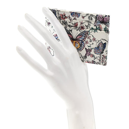 Christian Dior Calfskin Butterfly Printed Caro Five-Slot Card Holder White Multicolor 2 of 9