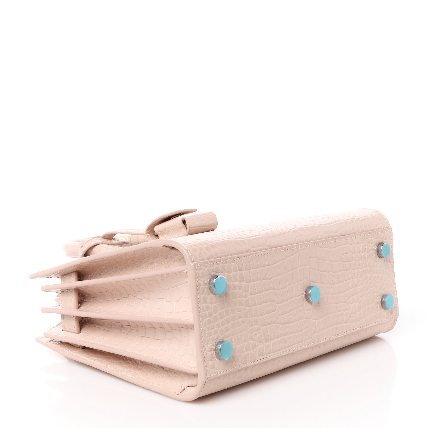 Saint Laurent Calfskin Crocodile Embossed Nano Sac De Jour Rose Antic 4 of 10