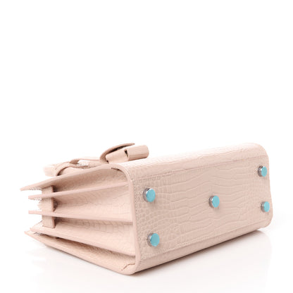 Saint Laurent Calfskin Crocodile Embossed Nano Sac De Jour Rose Antic 4 of 10