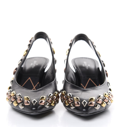 Louis Vuitton Calfskin Studded Gold Rush Slingback Pumps 36 Black 2 of 8