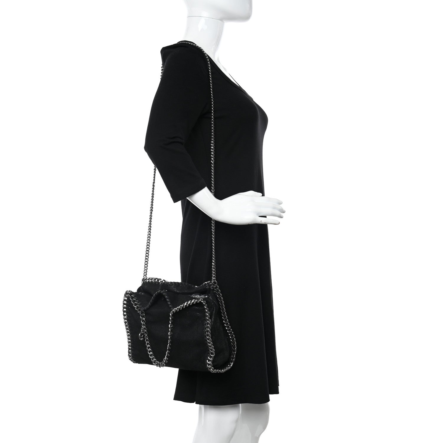 Stella McCartney Shaggy Deer Mini Falabella Fold Over Tote Black 2 of 9