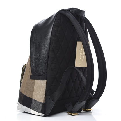 Burberry Mega Check Calfskin Abbeydale Simple Backpack Black Camel 2 of 7