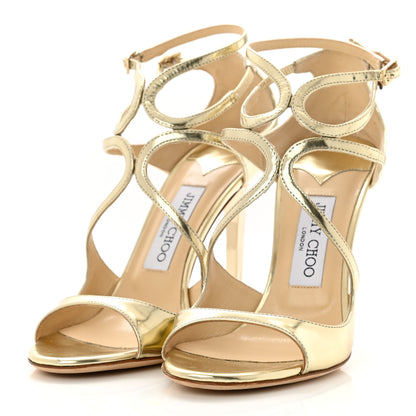 Jimmy Choo Mirror Calfskin Lang Sandals 38 Gold 3 of 7