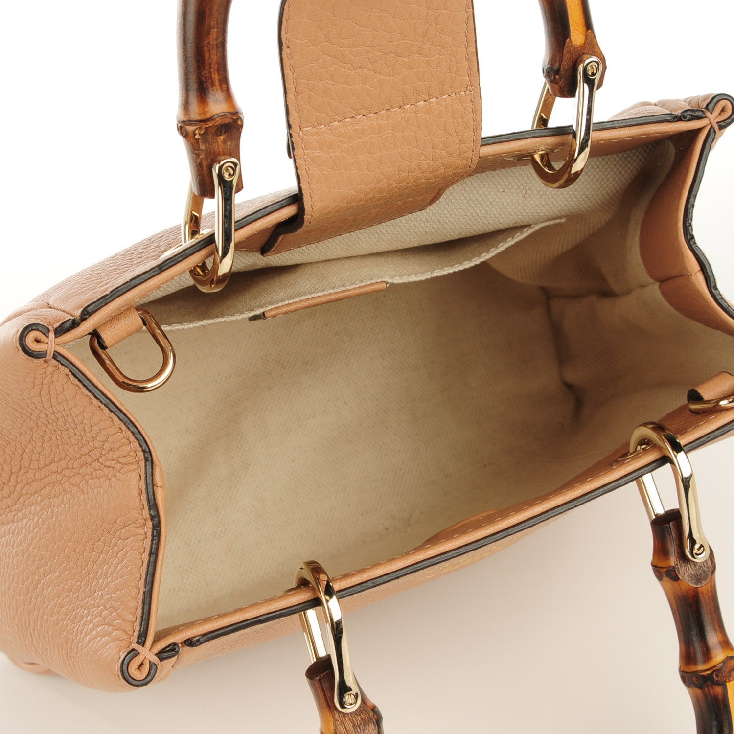 Gucci Cellarius Calfskin Mini Bamboo Shopper Tote Camelia 7 of 7