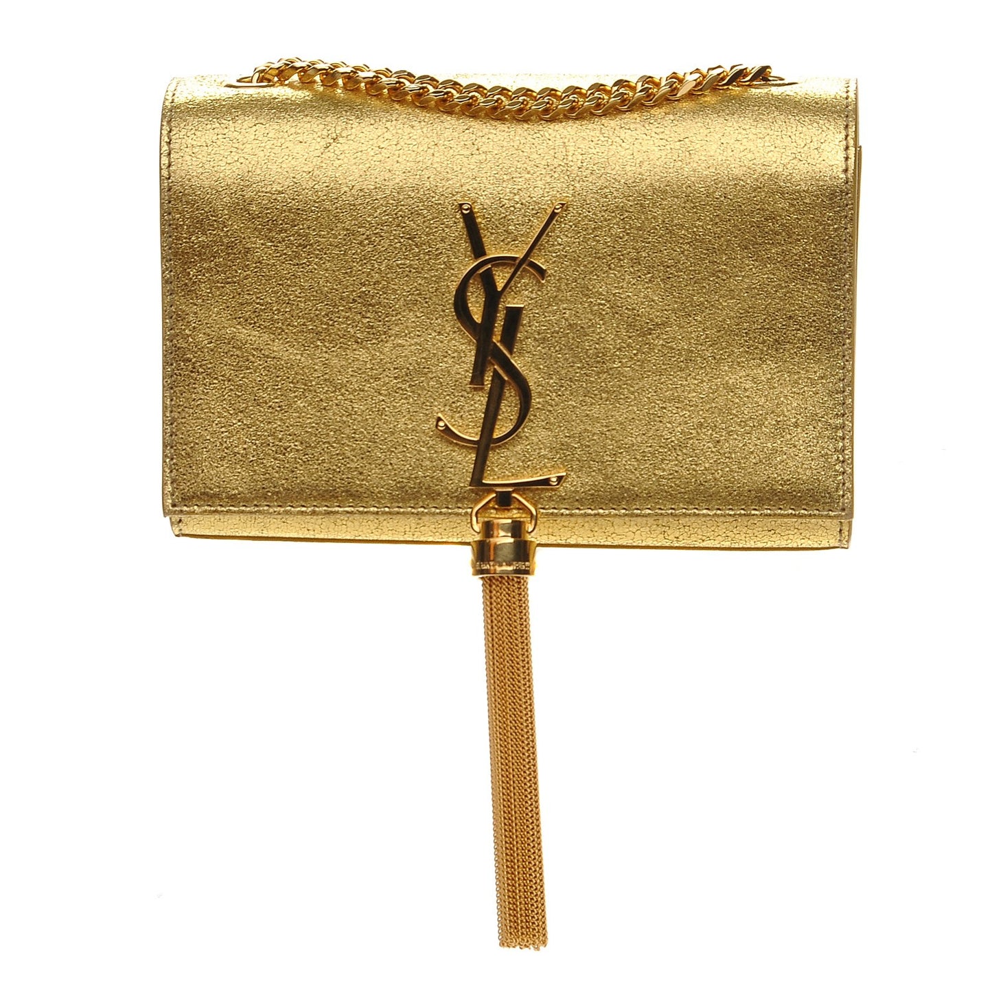 Calfskin Small Classic Monogram Kate Tassel Satchel Gold