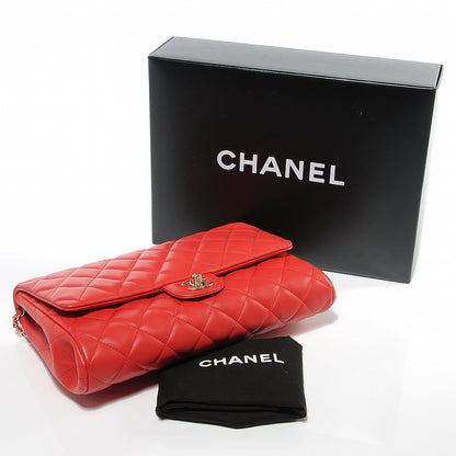 Chanel Lambskin Quilted Clutch Flap Red 9 of 9