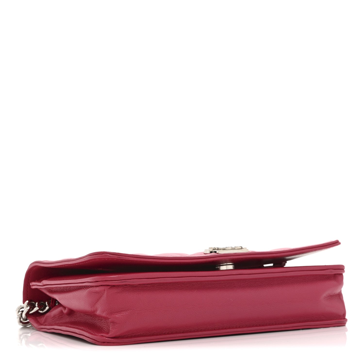 Chanel Lambskin Quilted Boy Wallet On Chain WOC Dark Fuchsia 4 of 11