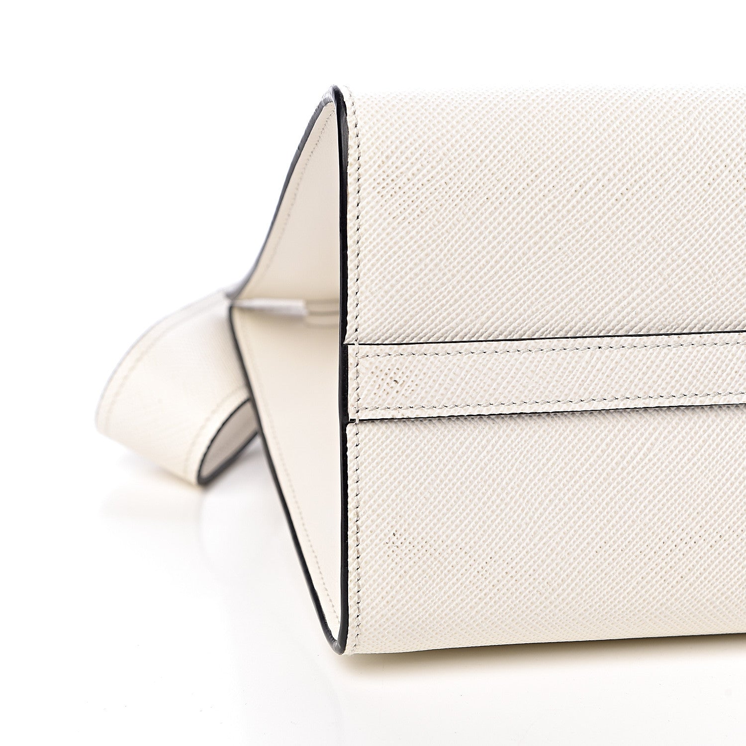 Prada Saffiano Cuir Calfskin Small Monochrome Top Handle Tote White 7 of 9