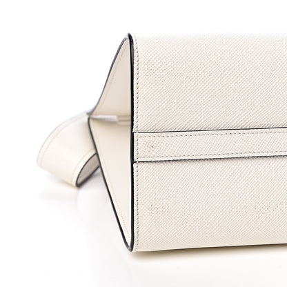 Prada Saffiano Cuir Calfskin Small Monochrome Top Handle Tote White 7 of 9