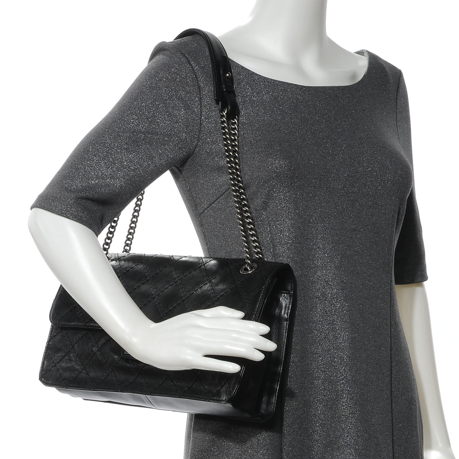 Chanel Calfskin CC Crave Reissue Jumbo Flap Black 2 of 8