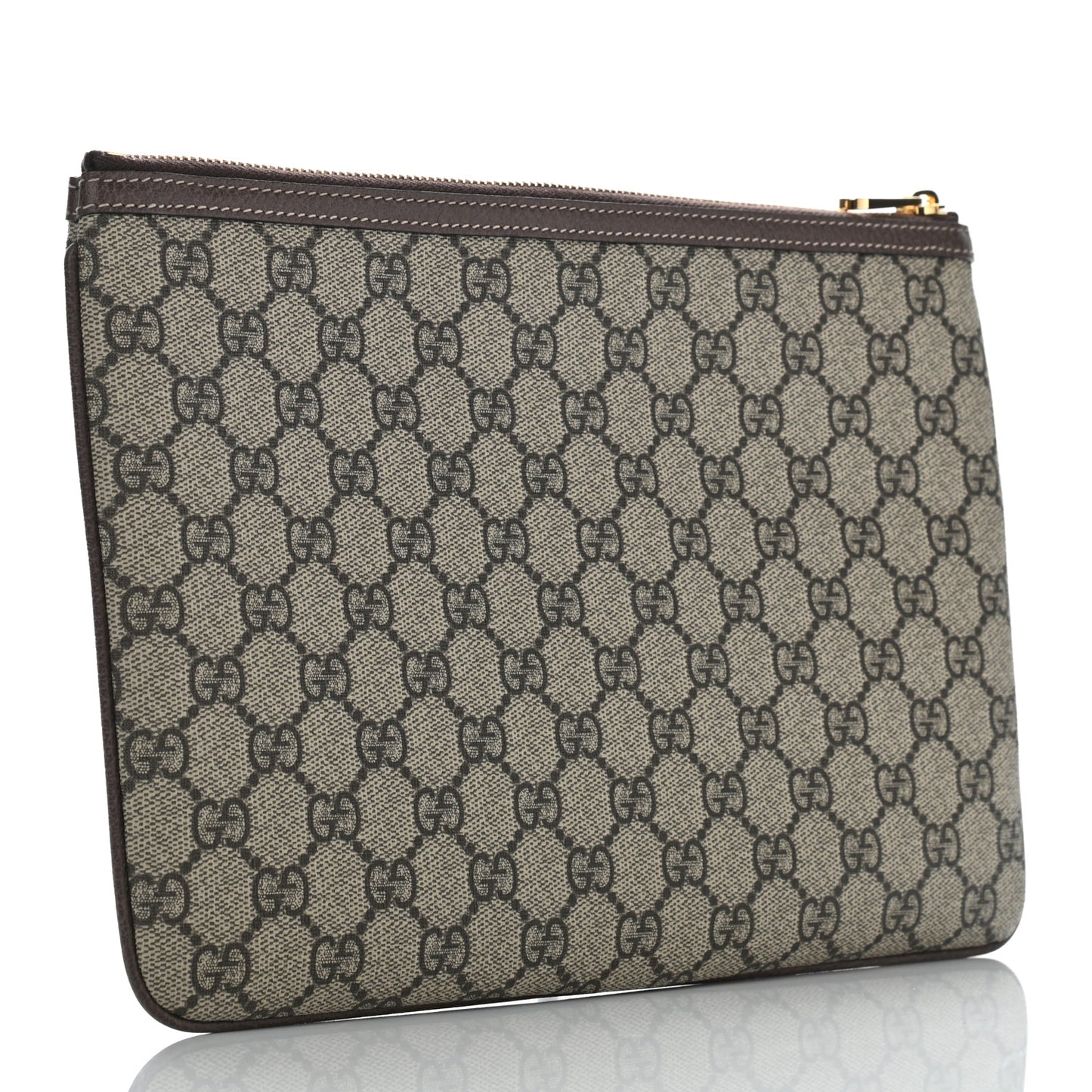 GG Supreme Monogram Large Ophidia Pouch Clutch Brown