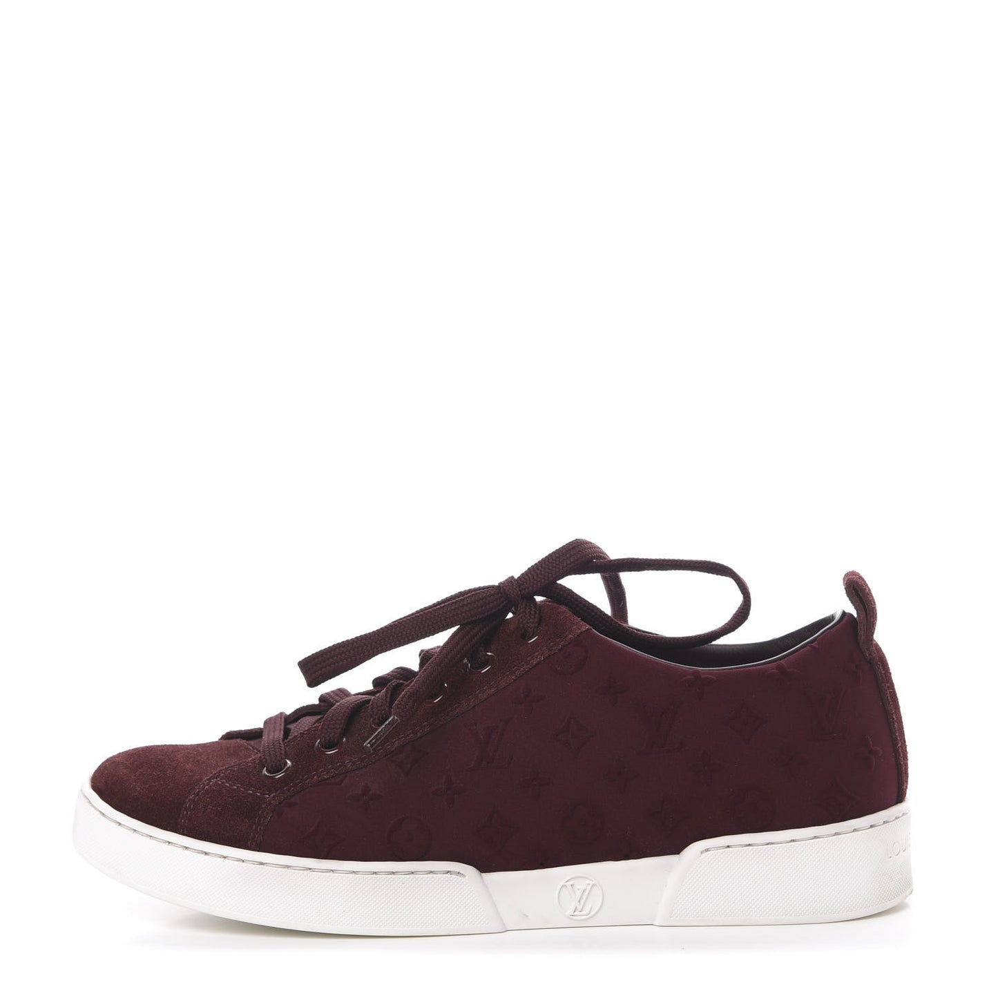 Neoprene Suede Embossed Monogram Stellar Low Top Sneakers 35.5 Burgundy