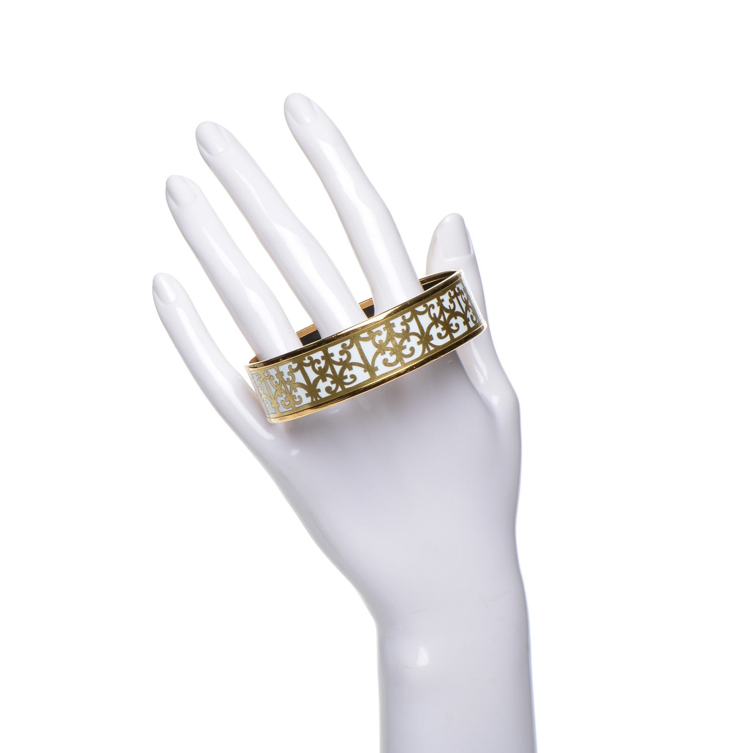 Hermes Enamel Printed Wide Balcons du Guadalquivir Bracelet 65 Gold 2 of 5