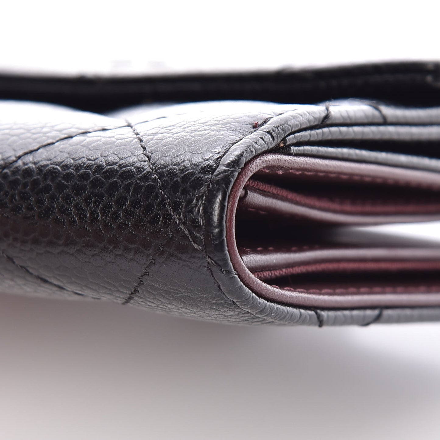 Caviar Quilted Compact French Flap Wallet Black