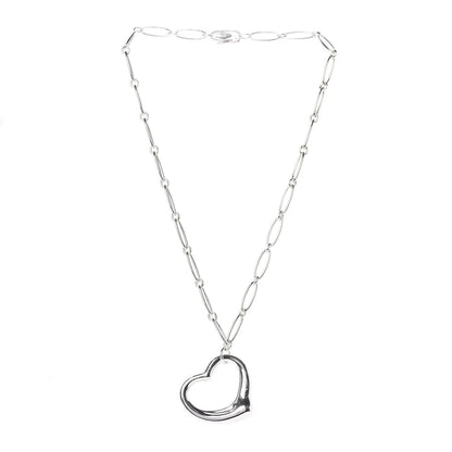 Tiffany Sterling Silver 35mm Elsa Peretti Open Heart Link Pendant Necklace 2 of 5