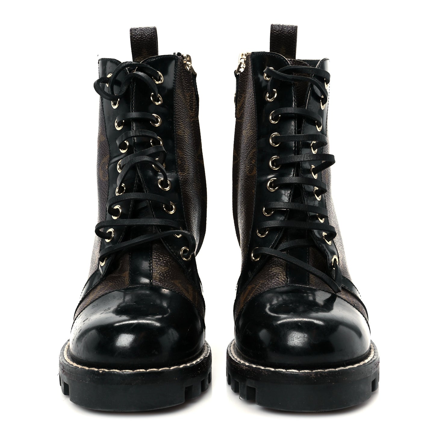 Patent Calfskin Monogram Star Trail Ankle Boots 39 Black