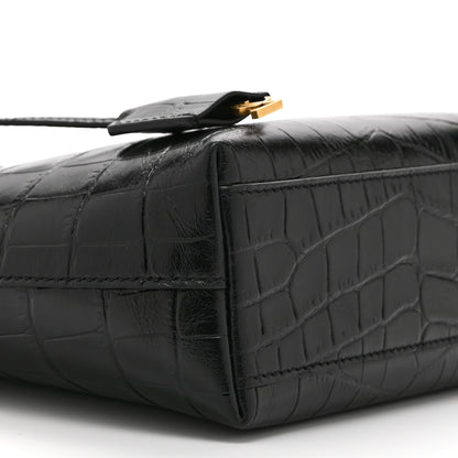 Saint Laurent Calfskin Crocodile Embossed Paris Mini Toy Shopper Tote Black 9 of 10