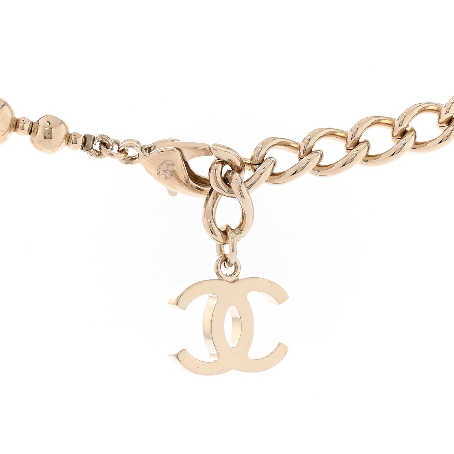 Metal Bead CC Necklace Gold