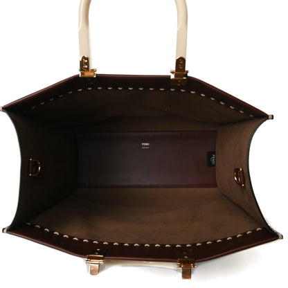 Fendi Vitello King Plexiglass Macro Stitchings Medium Fendi Sunshine Shopper Tote Praline 5 of 10