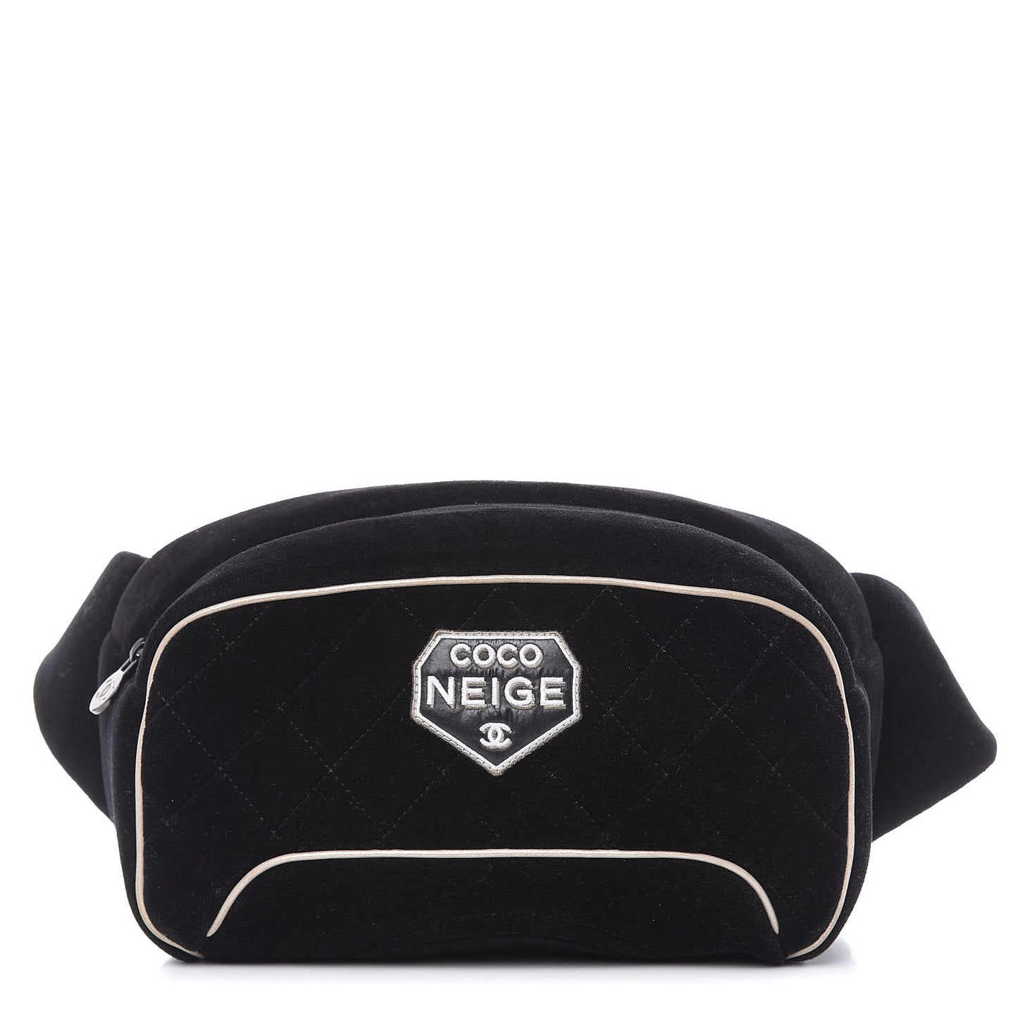Velvet Quilted Coco Neige Waist Bag Black