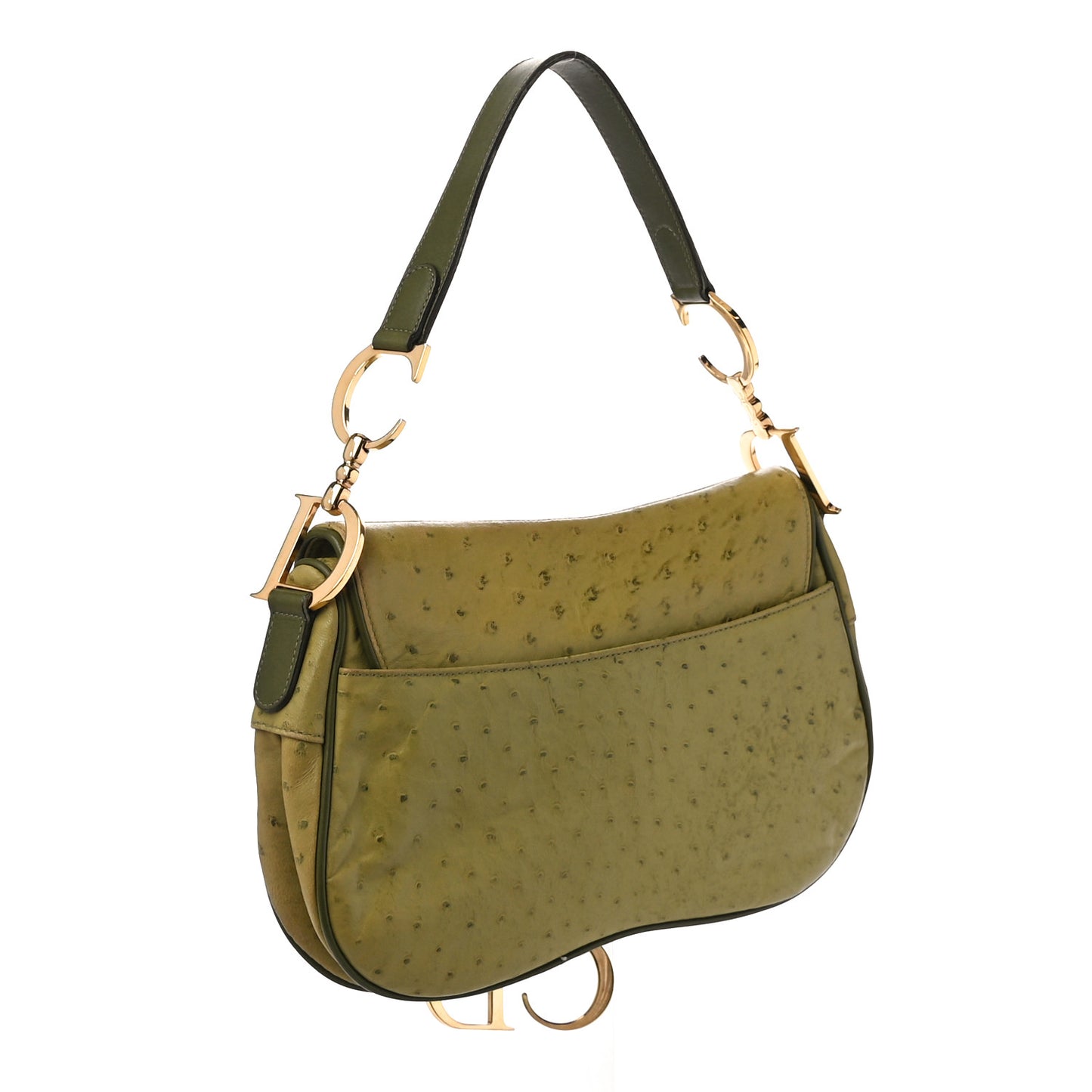 Ostrich Double Saddle Bag Green